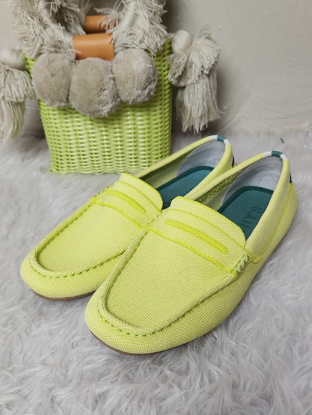 Rothy's The Driver Loafer In Neon Green/yellow! Slip-on Washable - 8